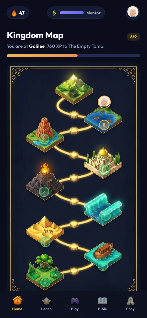 The Kingdom Map showing progress through biblical locations